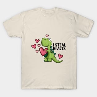 I Steal Hearts Dinosaur Valentines Day T-Shirt